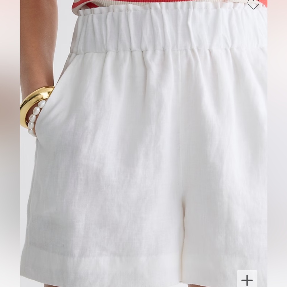 Jcrew white linen pull-on shorts XXS NWT new lined. Pockets. Elastic waistband